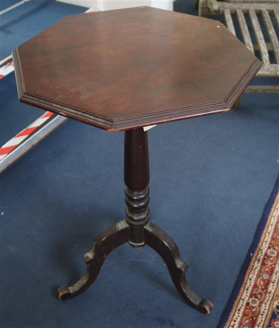 A mahogany octagonal topped tripod wine table, H.78cm